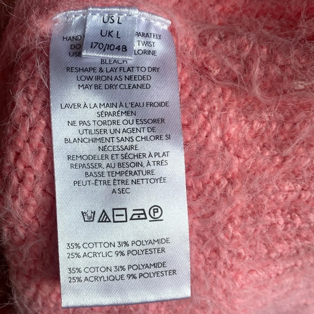 Free People NWT Winter Bloom Crewneck Raglan Sleeve Rosette detail Pullover lge - Picture 9 of 12